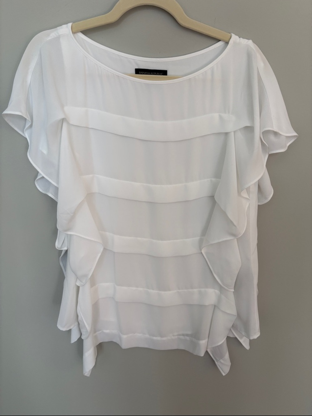 Banana Republic White Ruffle Layer Blouse